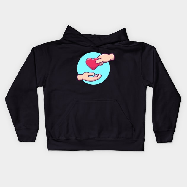 Hand giving love cartoon Kids Hoodie by Catalyst Labs